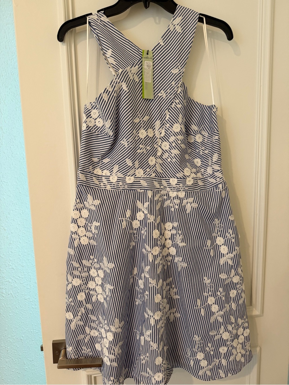 Sam Edelman floral Embroidered Blue & White Stripe Dress